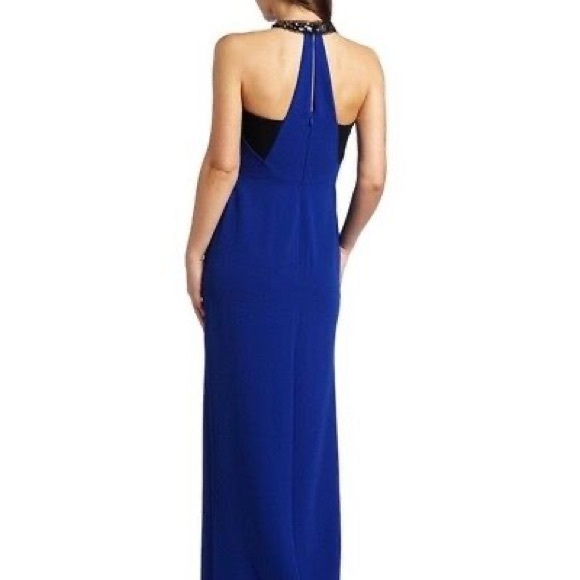 BCBG Viviane Blue Beaded Halter Evening Gown! - Picture 3 of 4